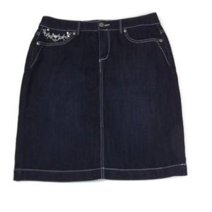 Style & Co. Blue Jean Skirt w/Rhinestones Size 10